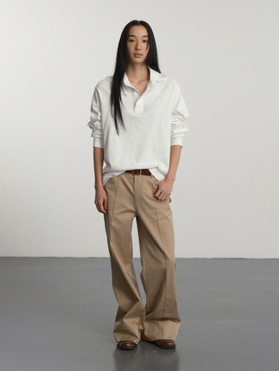 GBH APPAREL Lowrise Loose Fit Straight Pants [Beige]