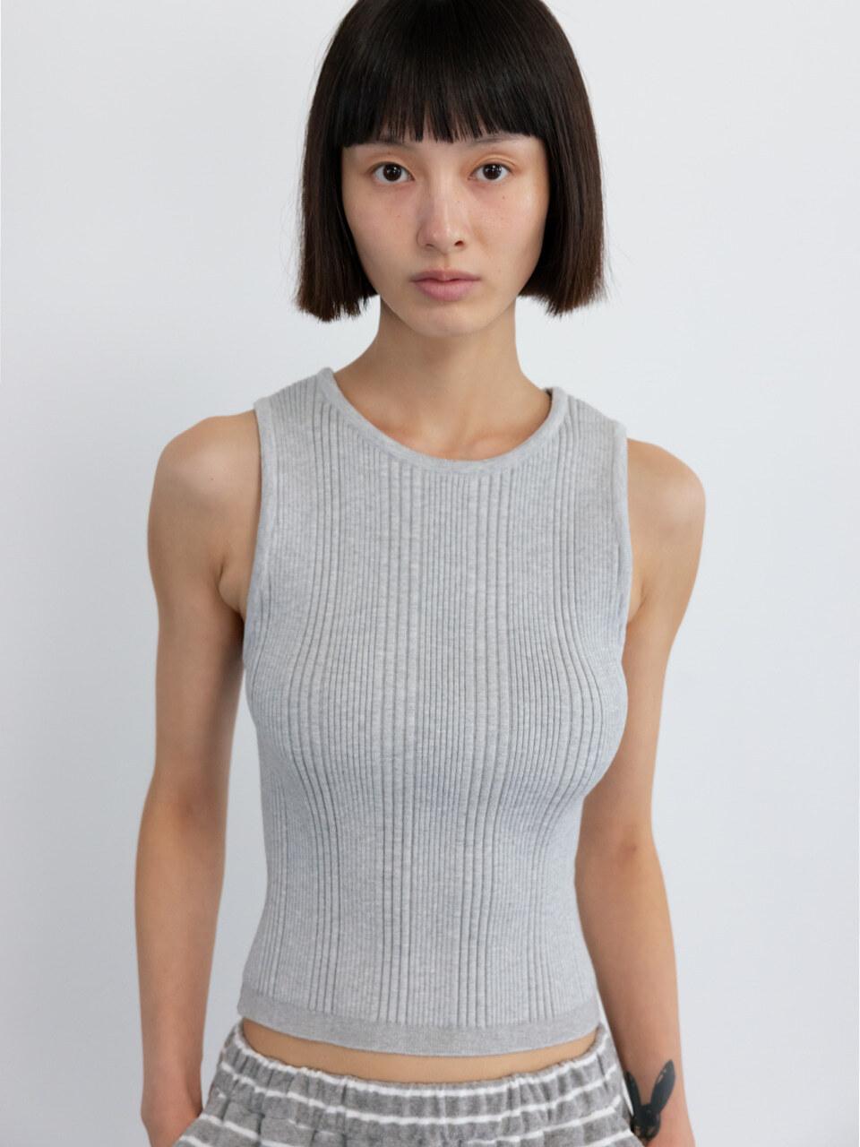 GBH APPAREL RIBBED SLIM SLEEVELESS TOP [COOL GREY]