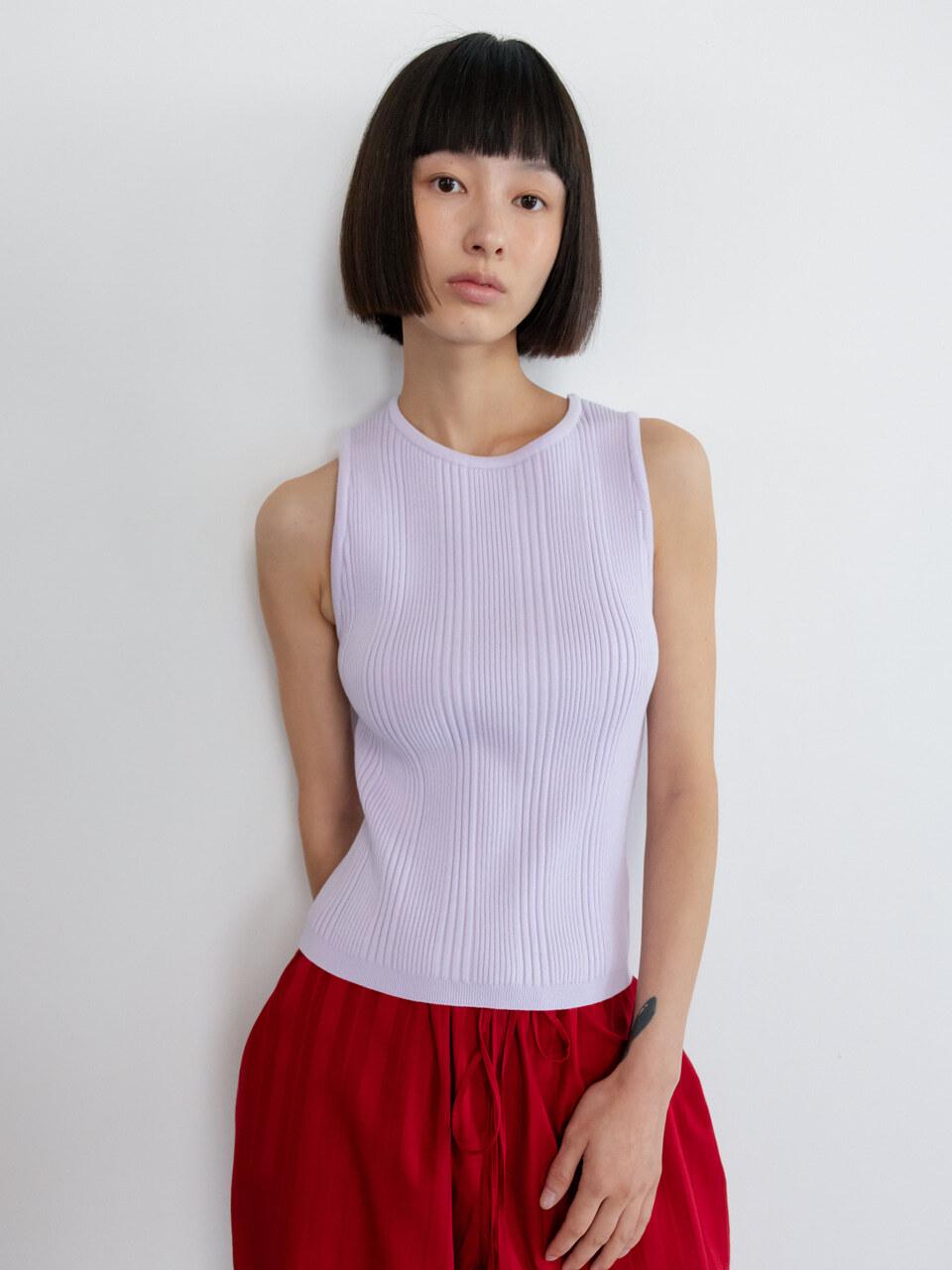 GBH APPAREL RIBBED SLIM SLEEVELESS TOP [LAVENDER]