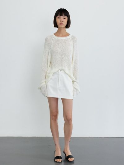 GBH APPAREL STUD POINT MINI SKIRT [WHITE]