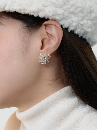 geegee Beaded Floral Delicate Earrings [Clear]