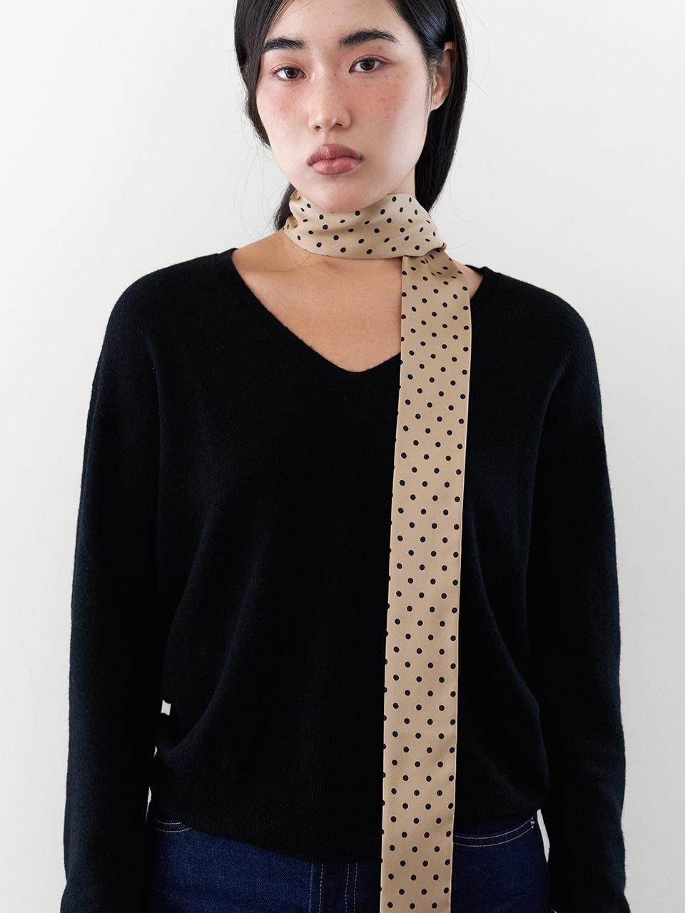 geegee Dot Silky Long Scarf [Brown]