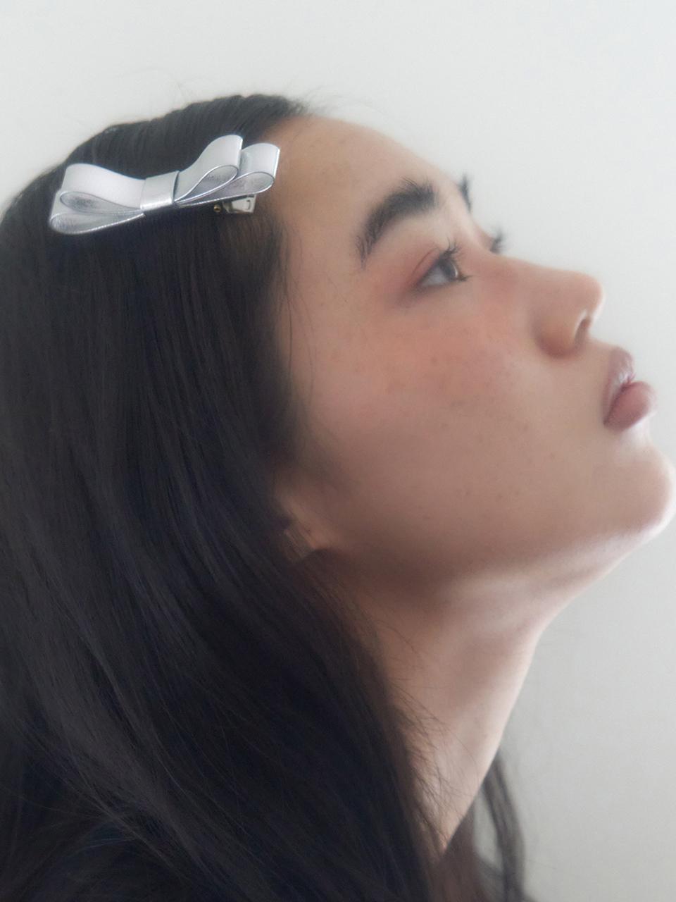 geegee Glossy Leather Silver Hair Pin