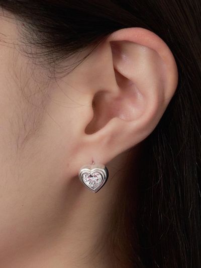 geegee Silver925 Heart Cubic Earring