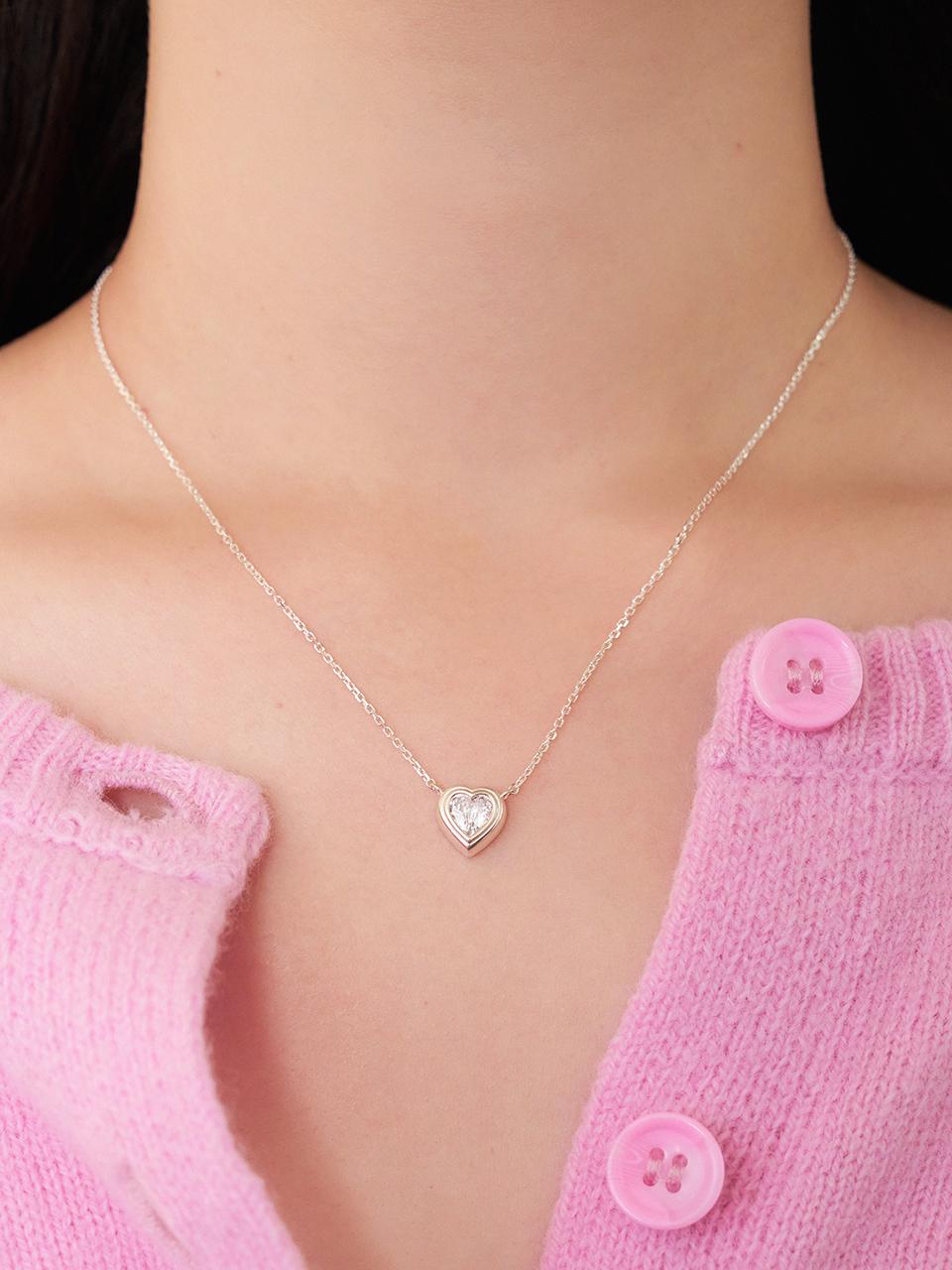 geegee Silver925 Heart Pendant Cubic Necklace