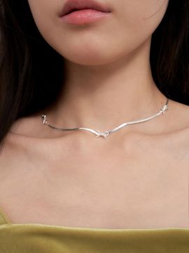 geegee Silver925 Ribbon Plated Chain Necklace