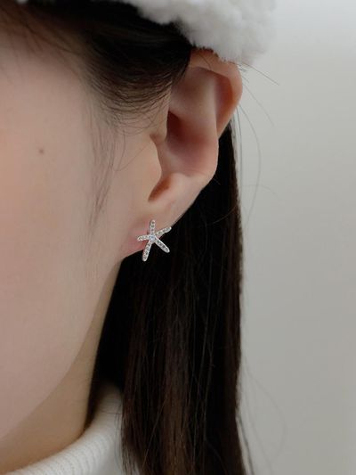 geegee Sterling Silver Cubic Zirconia Starfish Earring