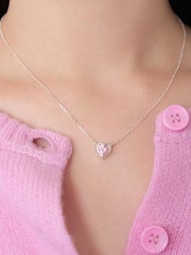 geegee Sterling Silver Heart Crystal Necklace