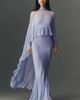 Geisha Designs Leigh Chiffon Slip Maxi Dress With Ruffle Cape - 1