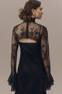 black lace dress topper Geisha Designs Lace Long-sleeve Topper