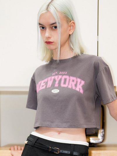 GENERAL IDEA 2003 New York Loose Fit Crop T-shirt_Charcoal