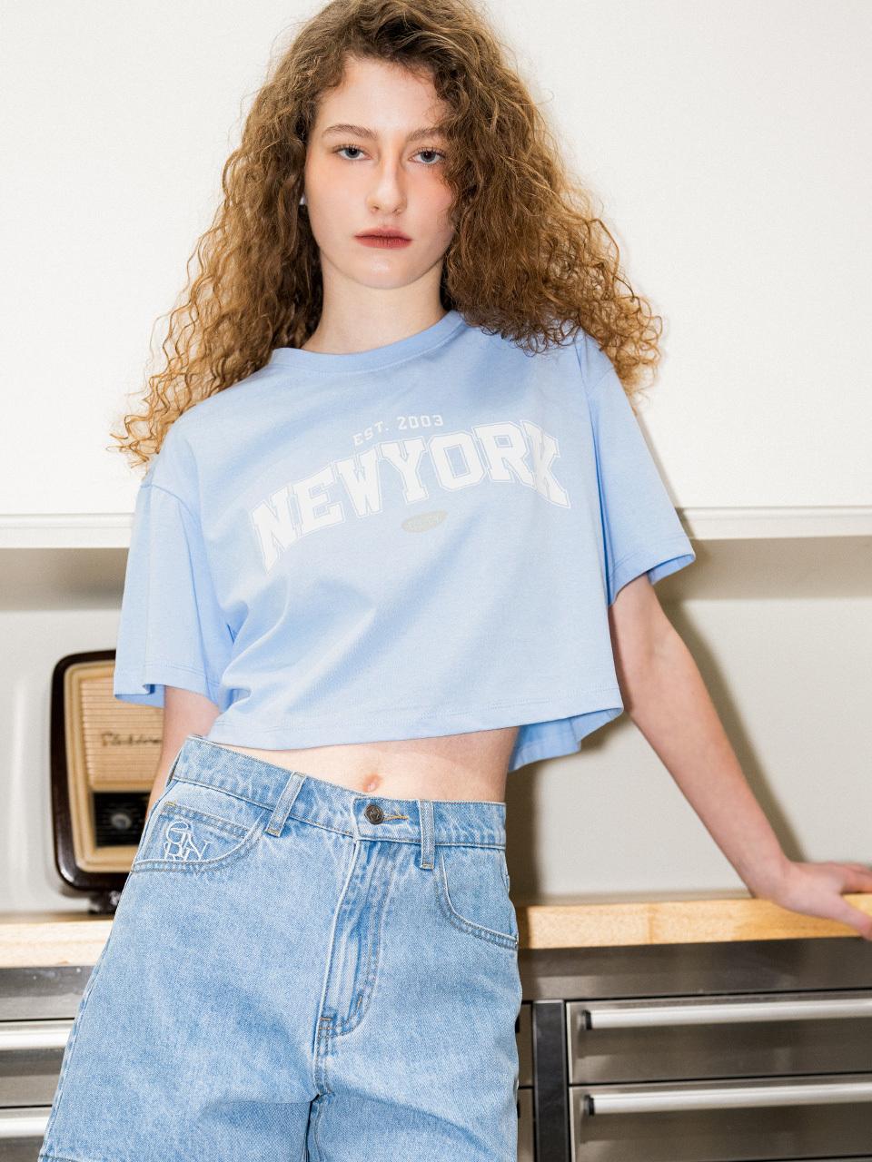 GENERAL IDEA 2003 New York Loose Fit Crop T-shirt_Sky Blue