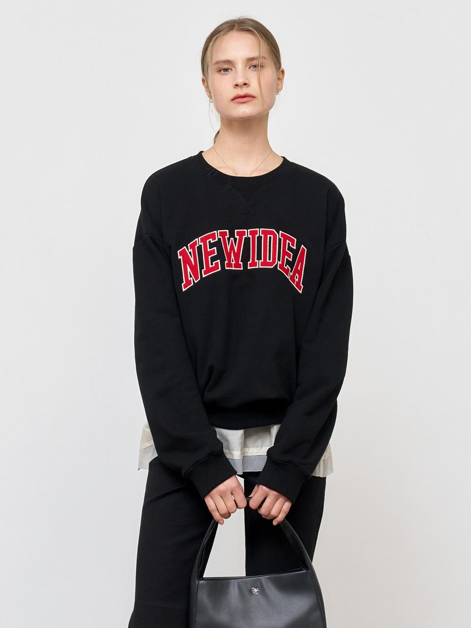 GENERAL IDEA Applique Overfit Lightweight Sweatshirt [BLACK] (SBE1U02009)