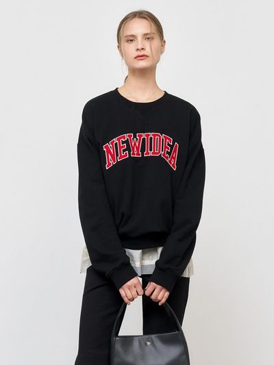 GENERAL IDEA Applique Overfit Lightweight Sweatshirt [BLACK] (SBE1U02009)