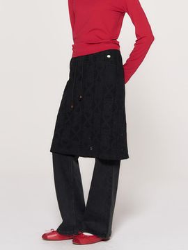 GENERAL IDEA Crochet Layered BANDING Skirt [BLACK] / WBD3L13509