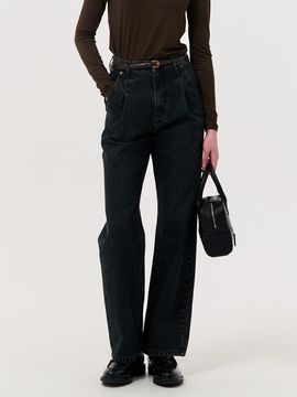 GENERAL IDEA Daily one tuck wide denim pants [NAVY] / WBD4L1151