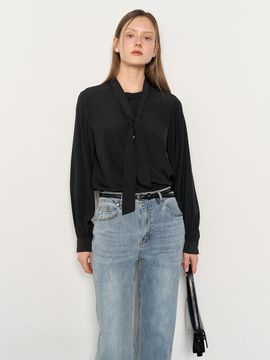 GENERAL IDEA Drape Tie Elegant Blouse [BLACK] (WBE1L03510)