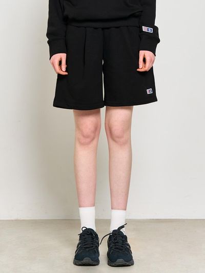 GENERAL IDEA Essential Cozy Sweat Half Pants_Black