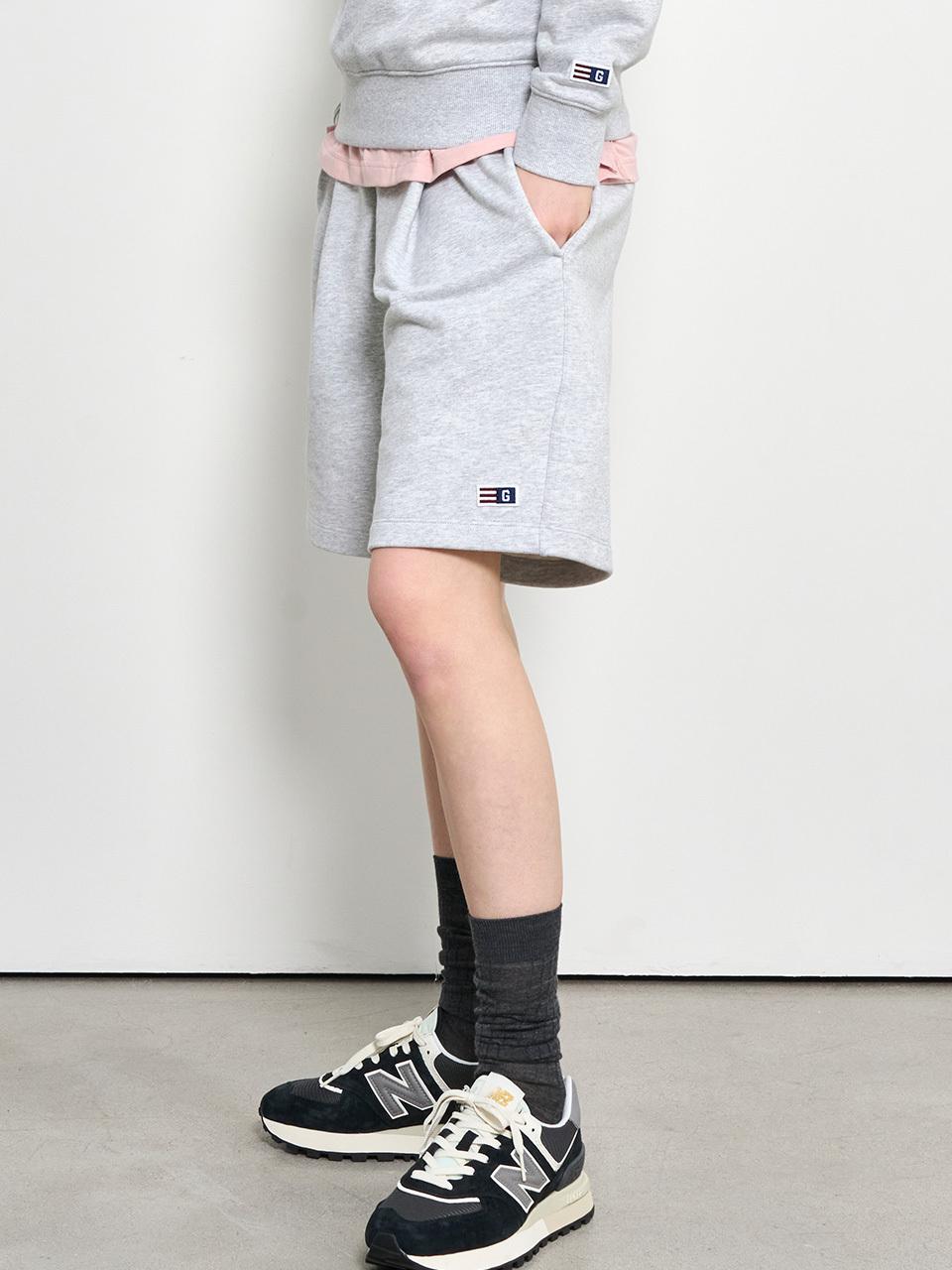 GENERAL IDEA Essential Cozy Sweat Half Pants_Melange Grey