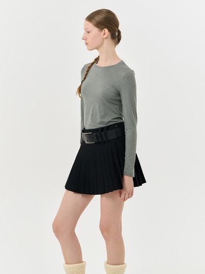 GENERAL IDEA Fitted Yoke Pleats Miniskirt [BLACK]/ WBD4L56540