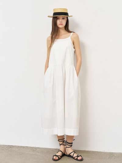 GENERAL IDEA Loose-fit Cotton Sleeveless Long Dress [WHITE] (WBE2L15508)