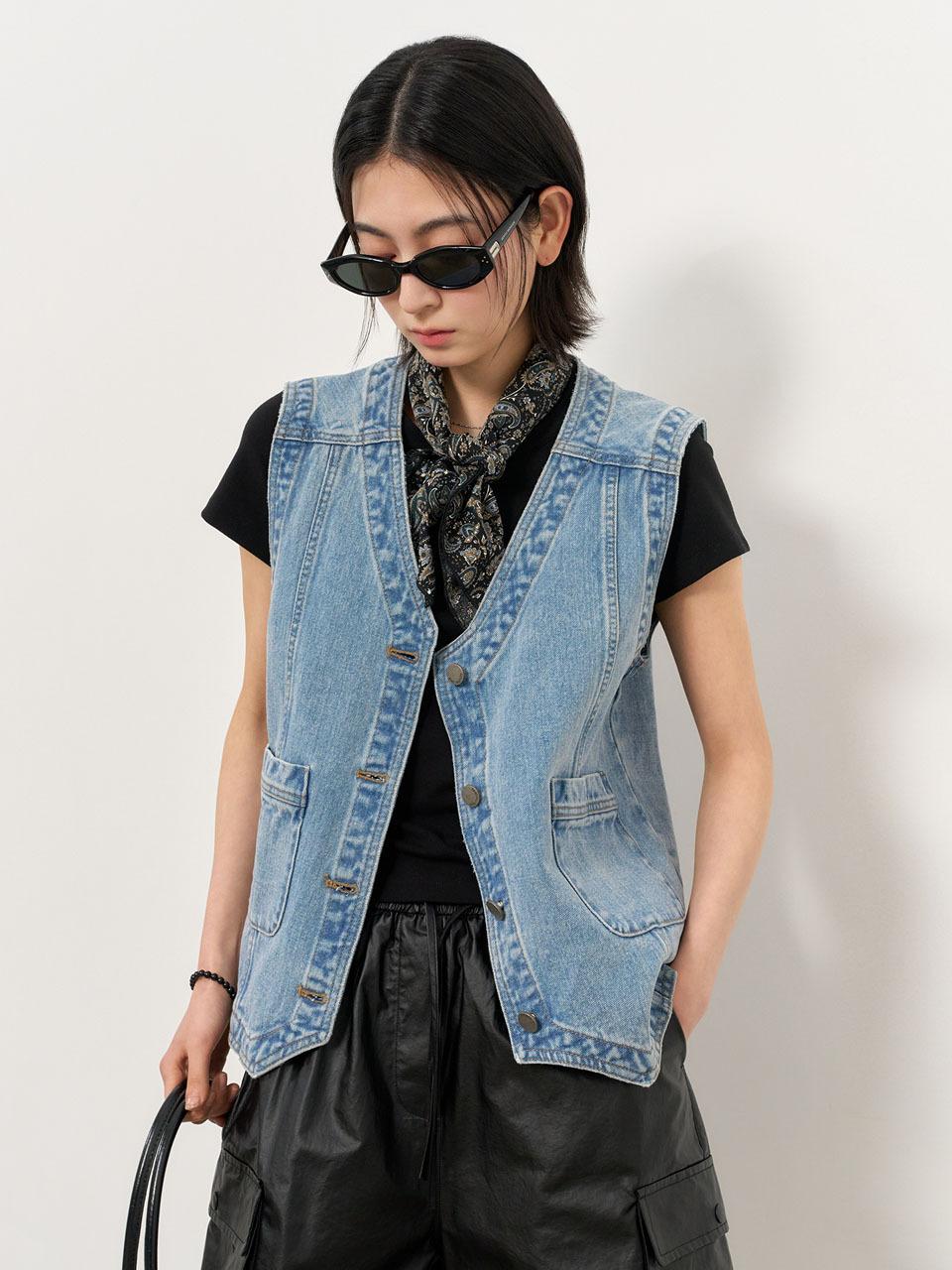 GENERAL IDEA Loose-fit denim vest [BLUE] (WBE1L08510)
