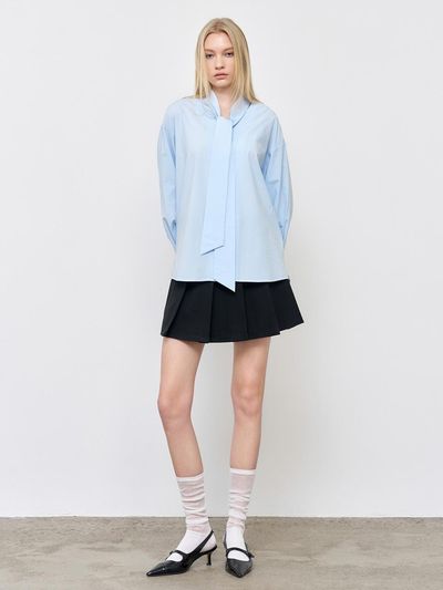 GENERAL IDEA Loose-fit Tencel-cotton V-neck Shirt [SKY BLUE] (WBE1L03509)
