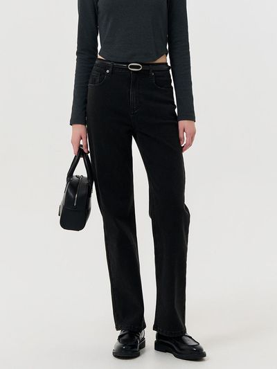 GENERAL IDEA Napping stretch straight denim pants [BLACK] / WBD