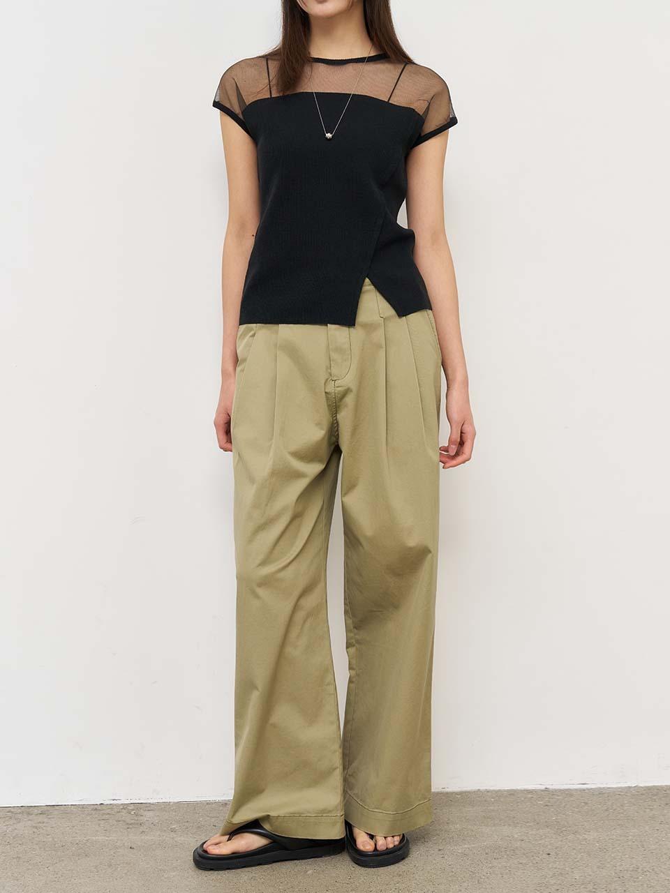 GENERAL IDEA Natural Washing Loose-fit Double Pleated Pants [LIGHT KHAKI] (WBE2L11511)
