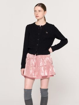 GENERAL IDEA New Classic Wool Cable Crew Neck Cardigan [BLACK]