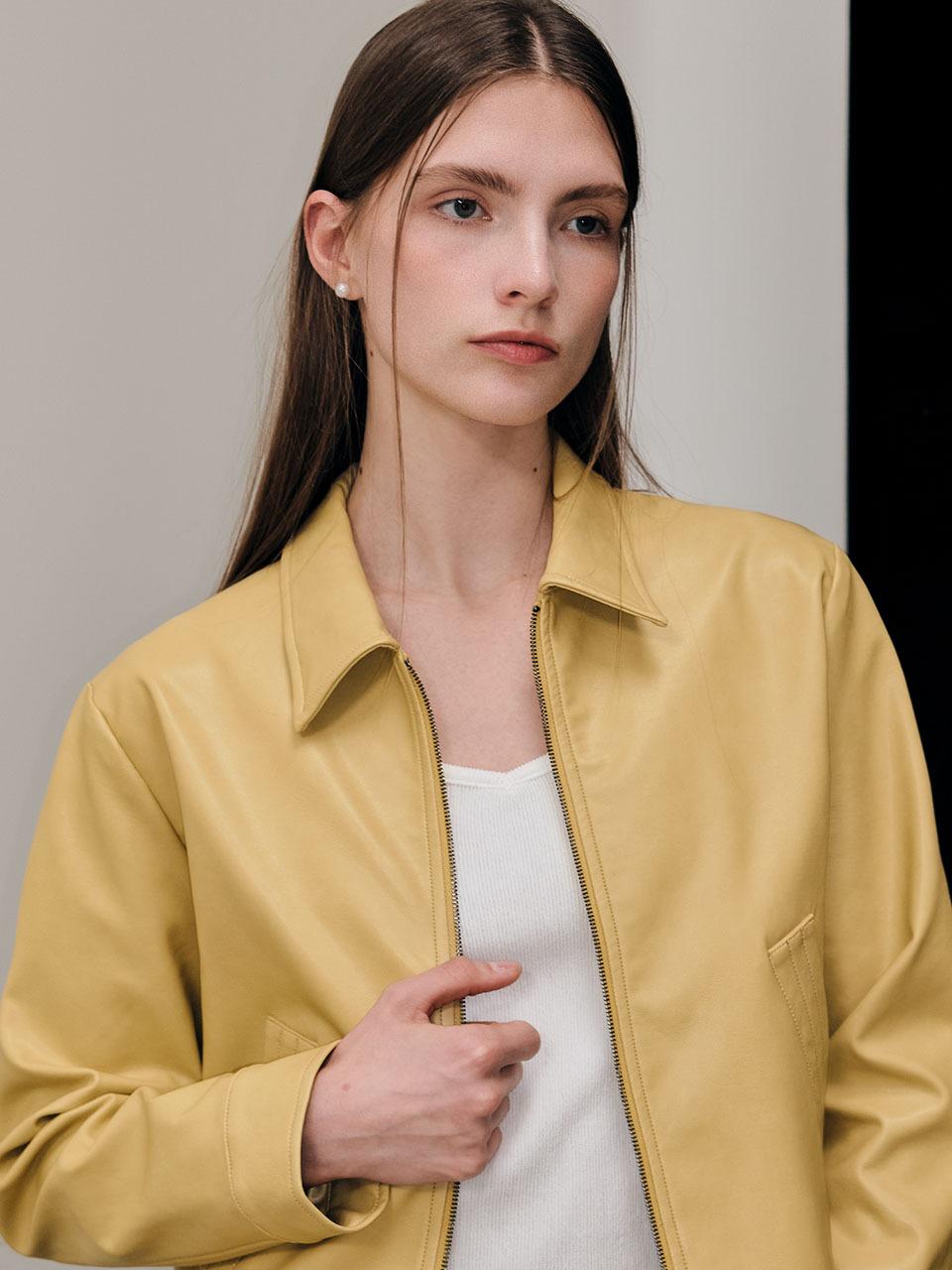 GENERAL IDEA New Classic Zip-Up Leather Jacket