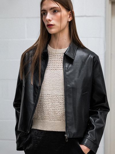 GENERAL IDEA New Classic Zip-Up Leather Jacket Black