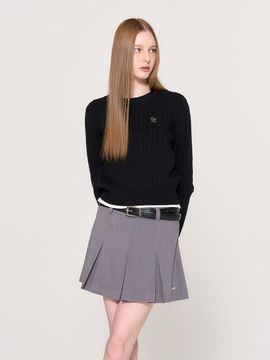 GENERAL IDEA New classical wool cable crew neck pullover BLACK