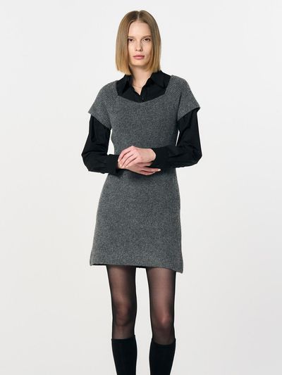 GENERAL IDEA our heart neck half knit dress [CHARCOAL] / WBD4L1