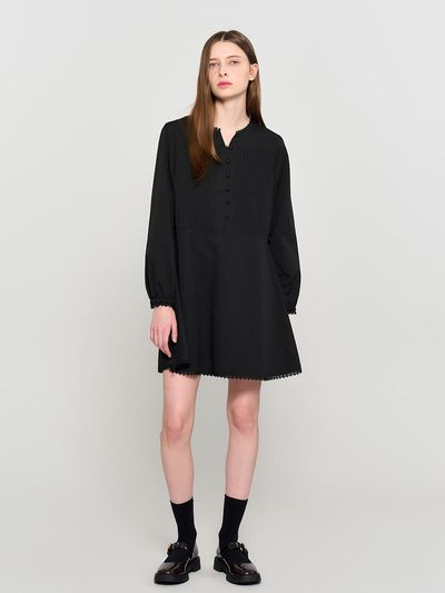 GENERAL IDEA Pintuck Lace dress [BLACK] / WBD3L15501