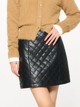 GENERAL IDEA Quilted Leather Mini Skirt - Black