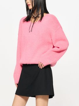 GENERAL IDEA Relaxed Fit Balloon Pullover Sweater - Pink