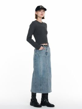 GENERAL IDEA Ribbed Mix Knit Pullover [CHARCOAL] / WBD4L05537