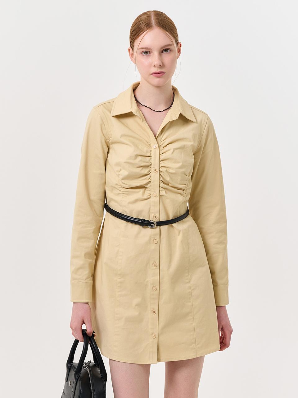 GENERAL IDEA Shirring Shirt dress [beige] / WBD4L15510