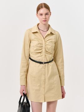 GENERAL IDEA Shirring Shirt dress [beige] / WBD4L15510