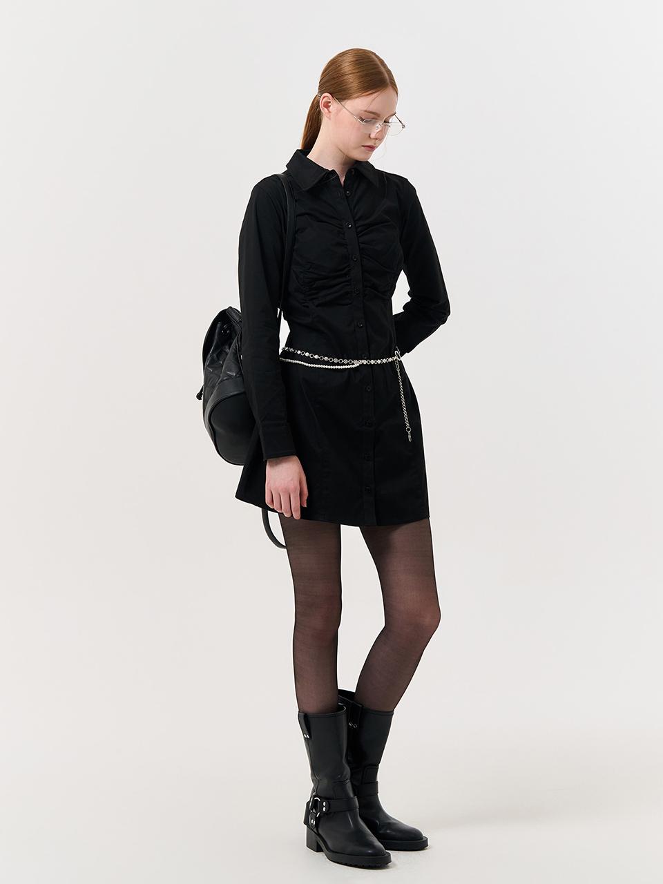 GENERAL IDEA Shirring Shirt dress [BLACK] / WBD4L15510