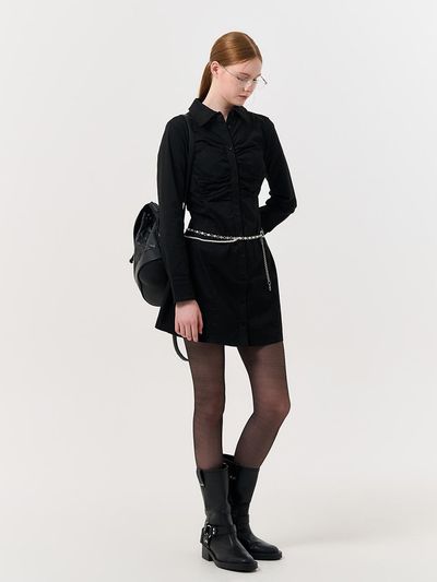 GENERAL IDEA Shirring Shirt dress [BLACK] / WBD4L15510