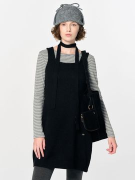 GENERAL IDEA Square neck balloon knit dress [BLACK] / WBD4L1551