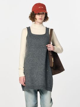 GENERAL IDEA Square neck balloon knit dress [CHARCOAL] / WBD4L1