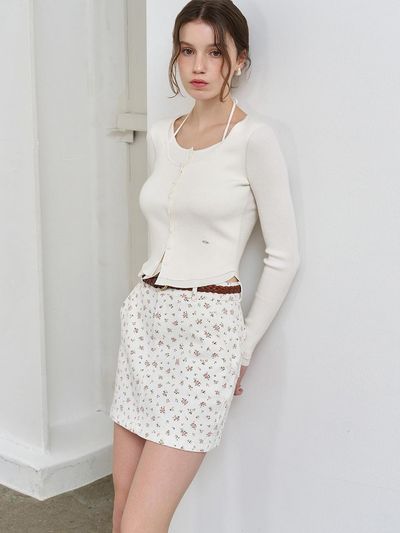 GENERAL IDEA Strap Layered Slim Fit Cardigan [beige] (WBE1L04506)