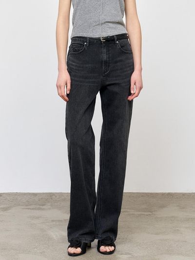 GENERAL IDEA Stretch Straight Classic Denim Pants [BLACK] (WBE1L11502)