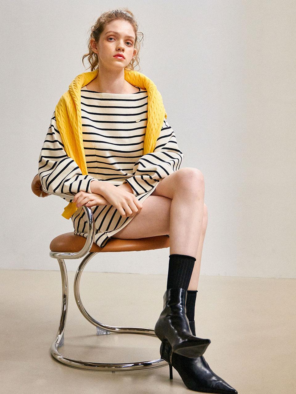 GENERAL IDEA Stripe Patterned Balloon Dress