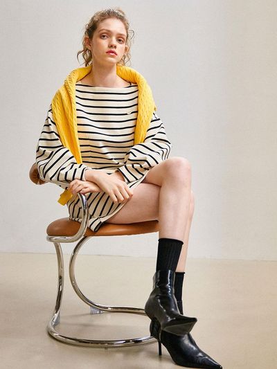 GENERAL IDEA Stripe Patterned Balloon Dress