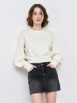 GENERAL IDEA Structured Semi-Cropped Knit Sweatshirt [beige] (WBE1L05505)