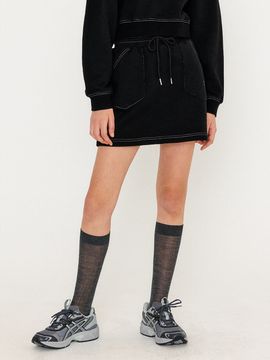 GENERAL IDEA Woman Stitch Banding Mini Skirt [Black]